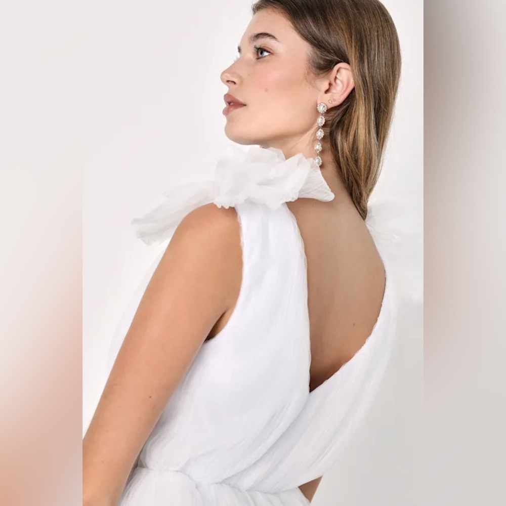 Lulus - Dramatic Arrival White Tulle Tiered Mini Dress - NWT - Size S - Picture 4 of 9